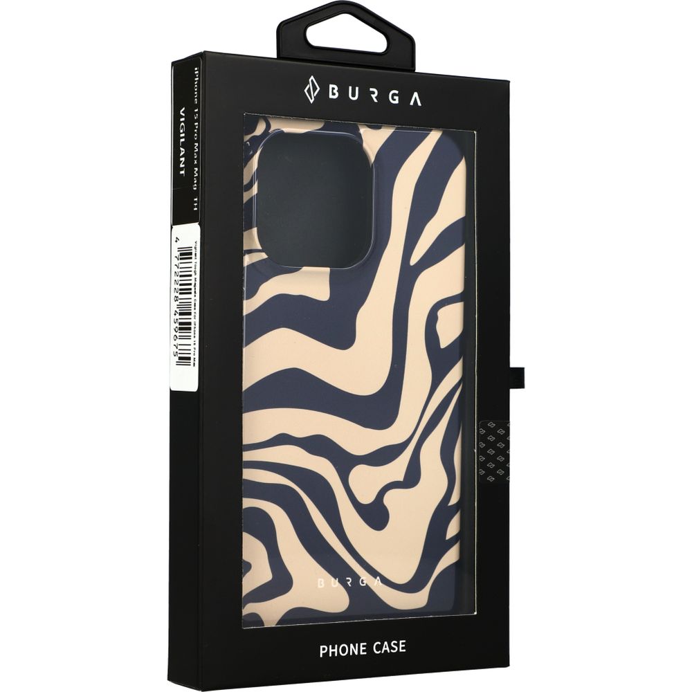 Ekskluzywne etui Burga Vigilant Tough MagSafe do Apple iPhone 15 Pro Max, beżowo-granatowe